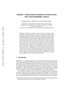 ReadNet: A Hierarchical Transformer Framework for Web Article
  Readability Analysis