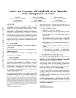 Analysis and Assessment of Controllability of an Expressive Deep
  Learning-based TTS system