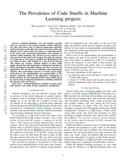 The Prevalence of Code Smells in Machine Learning projects