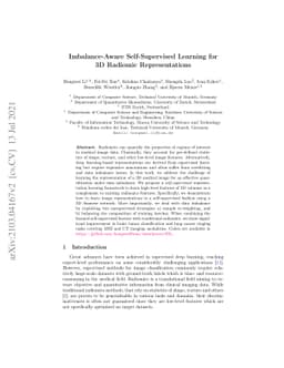 Imbalance-Aware Self-Supervised Learning for 3D Radiomic Representations