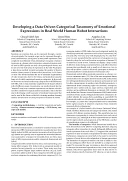 Developing a Data-Driven Categorical Taxonomy of Emotional Expressions
  in Real World Human Robot Interactions