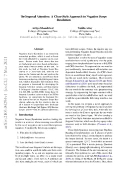 Orthogonal Attention: A Cloze-Style Approach to Negation Scope
  Resolution