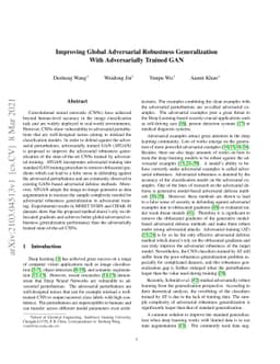 Improving Global Adversarial Robustness Generalization With
  Adversarially Trained GAN
