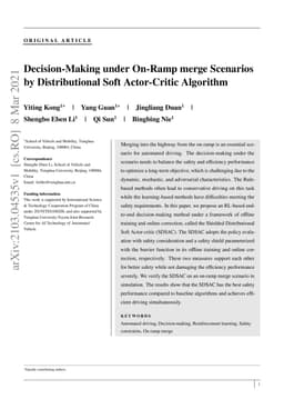 Decision-Making under On-Ramp merge Scenarios by Distributional Soft
  Actor-Critic Algorithm