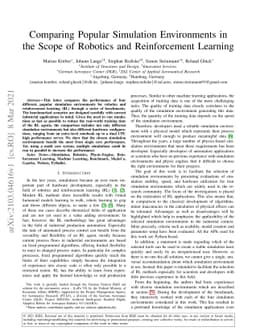 Comparing Popular Simulation Environments in the Scope of Robotics and
  Reinforcement Learning