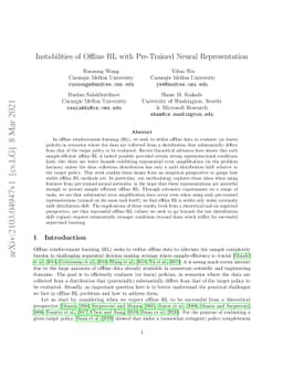 Instabilities of Offline RL with Pre-Trained Neural Representation