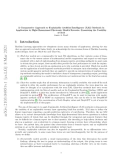 A Comparative Approach to Explainable Artificial Intelligence Methods in
  Application to High-Dimensional Electronic Health Records: Examining the
  Usability of XAI