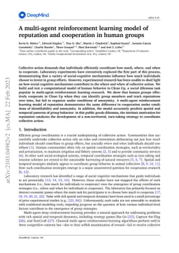 A multi-agent reinforcement learning model of reputation and cooperation
  in human groups