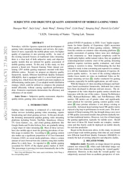 Subjective and Objective Quality Assessment of Mobile Gaming Video