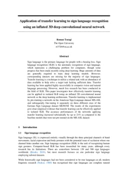 Application of Transfer Learning to Sign Language Recognition using an
  Inflated 3D Deep Convolutional Neural Network