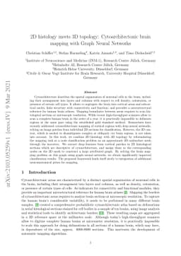 2D histology meets 3D topology: Cytoarchitectonic brain mapping with
  Graph Neural Networks