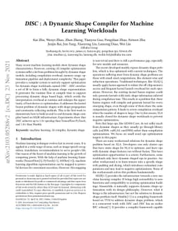 DISC: A Dynamic Shape Compiler for Machine Learning Workloads