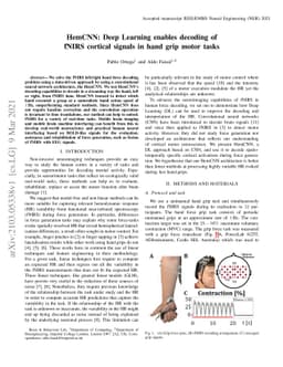 HemCNN: Deep Learning enables decoding of fNIRS cortical signals in hand
  grip motor tasks