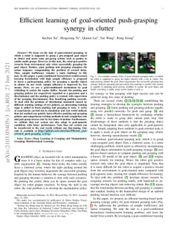 Efficient learning of goal-oriented push-grasping synergy in clutter