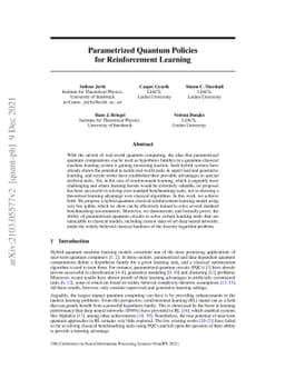Parametrized quantum policies for reinforcement learning