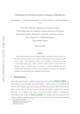 Challenges for Reinforcement Learning in Healthcare