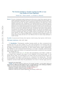 The Common Intuition to Transfer Learning Can Win or Lose: Case Studies
  for Linear Regression