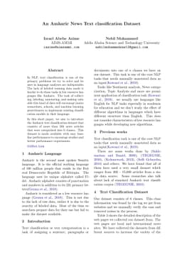 An Amharic News Text classification Dataset