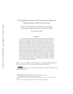 A sampling criterion for constrained Bayesian optimization with
  uncertainties