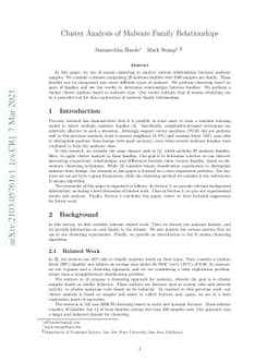 Cluster Analysis of Malware Family Relationships