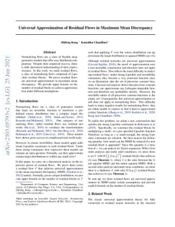 Universal Approximation of Residual Flows in Maximum Mean Discrepancy