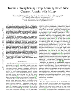 Towards Strengthening Deep Learning-based Side Channel Attacks with
  Mixup