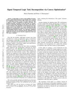 Signal Temporal Logic Task Decomposition via Convex Optimization