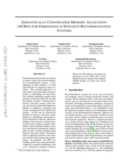 Semantically Constrained Memory Allocation (SCMA) for Embedding in
  Efficient Recommendation Systems