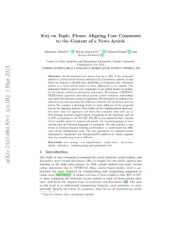 Stay on Topic, Please: Aligning User Comments to the Content of a News
  Article