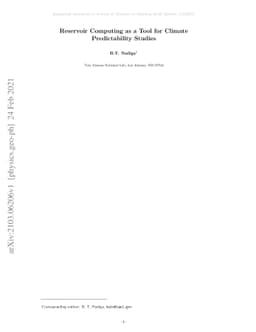 Reservoir Computing as a Tool for Climate Predictability Studies