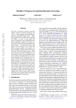 Hurdles to Progress in Long-form Question Answering