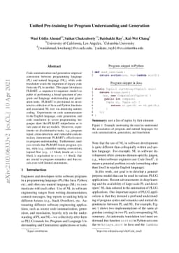 Unified Pre-training for Program Understanding and Generation