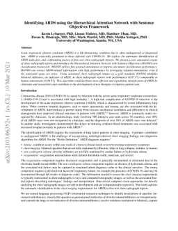 Identifying ARDS using the Hierarchical Attention Network with Sentence
  Objectives Framework