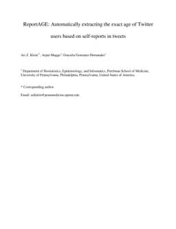 ReportAGE: Automatically extracting the exact age of Twitter users based
  on self-reports in tweets
