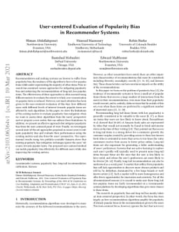 User-centered Evaluation of Popularity Bias in Recommender Systems