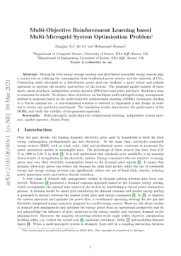 Multi-Objective Reinforcement Learning based Multi-Microgrid System
  Optimisation Problem
