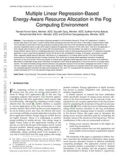 Multiple Linear Regression-Based Energy-Aware Resource Allocation in the
  Fog Computing Environment