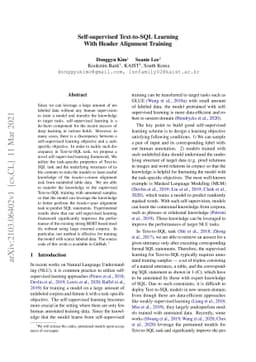 Self-supervised Text-to-SQL Learning with Header Alignment Training
