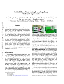 Holistic 3D Scene Understanding from a Single Image with Implicit
  Representation
