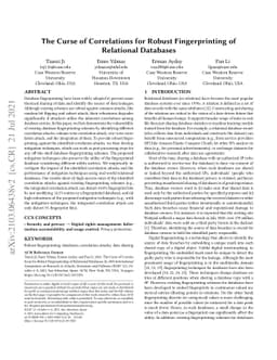 The Curse of Correlations for Robust Fingerprinting of Relational
  Databases