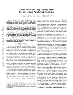 Hybrid Physics and Deep Learning Model for Interpretable Vehicle State
  Prediction