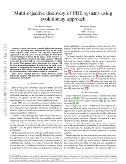 Multi-objective discovery of PDE systems using evolutionary approach