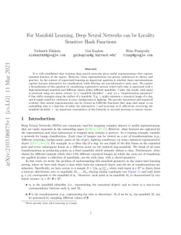 For Manifold Learning, Deep Neural Networks can be Locality Sensitive
  Hash Functions