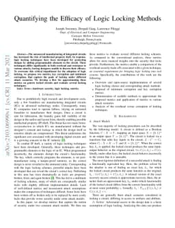 Quantifying the Efficacy of Logic Locking Methods