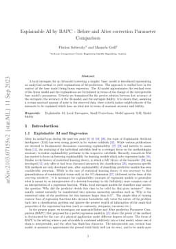Explainable AI by BAPC -- Before and After correction Parameter
  Comparison