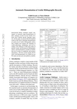 Automatic Romanization of Arabic Bibliographic Records