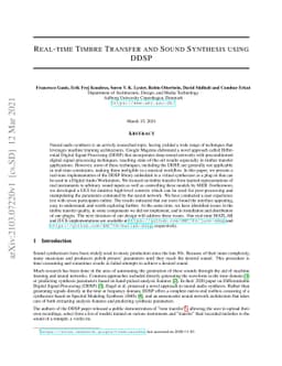 Real-time Timbre Transfer and Sound Synthesis using DDSP