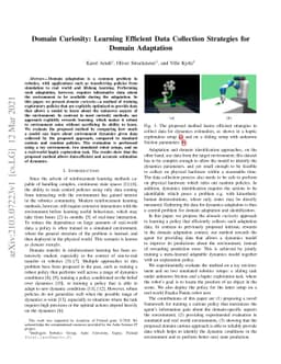 Domain Curiosity: Learning Efficient Data Collection Strategies for
  Domain Adaptation