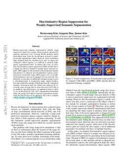 Discriminative Region Suppression for Weakly-Supervised Semantic
  Segmentation