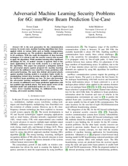 Adversarial Machine Learning Security Problems for 6G: mmWave Beam
  Prediction Use-Case